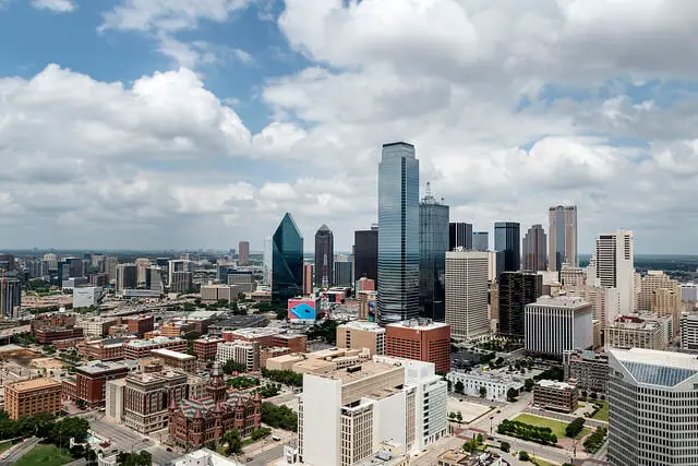 View of the Dallas, Texas, skyline, taken from Reunion Tower. 